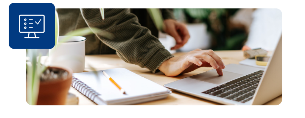 User accesses Pillar To Posts's Online Booking system using a laptop.